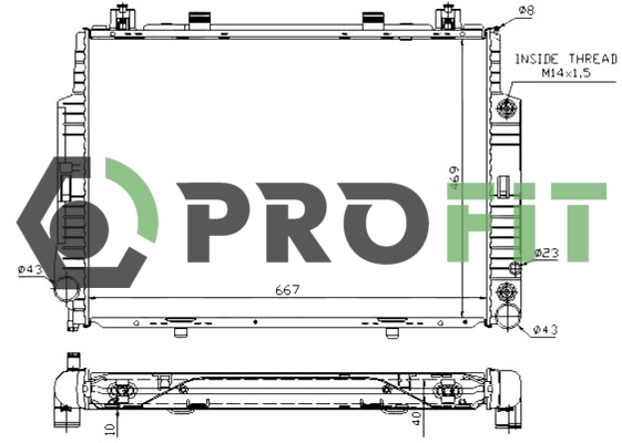 Radiator, engine cooling (1740-0303)