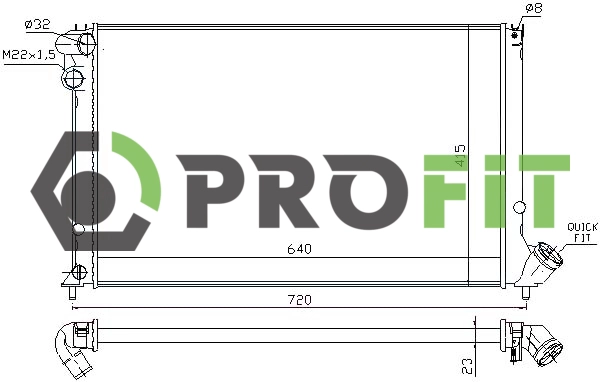 Radiator, engine cooling (1740-0095)