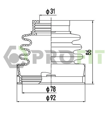 Bellow Kit, drive shaft (2710-0030 XLB)
