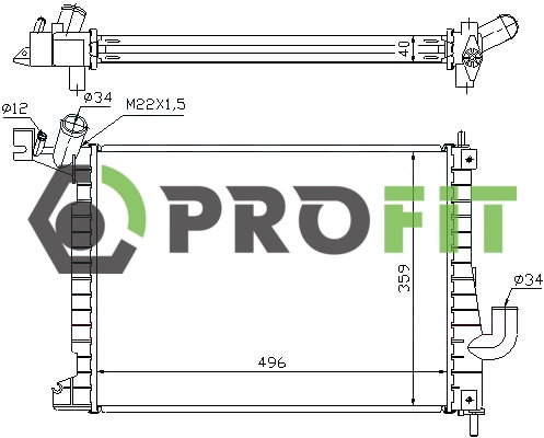 Radiator, engine cooling (1740-0398)
