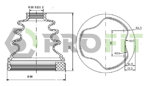 Bellow Kit, drive shaft (2710-0024 XLB)