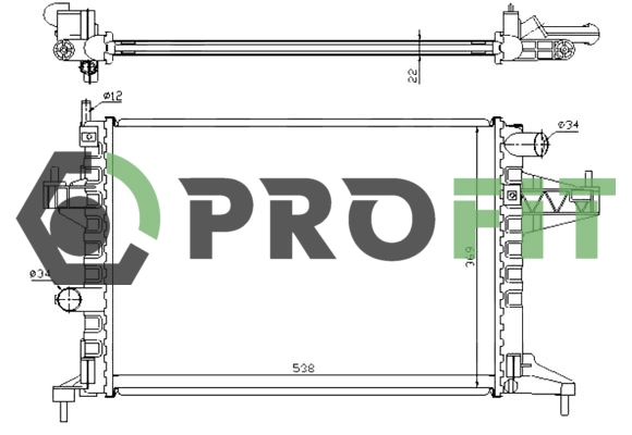 Radiator, engine cooling (1740-0377)