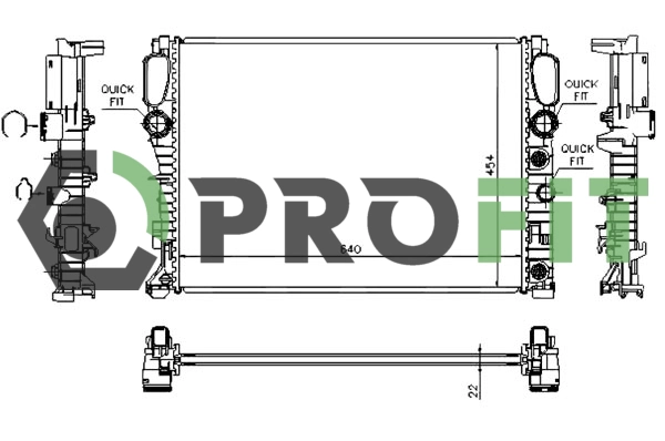 Radiator, engine cooling (1740-0311)