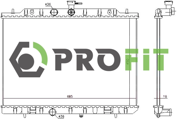 Radiator, engine cooling (1740-0264)