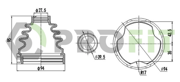 Bellow Kit, drive shaft (2710-0018 XLB)