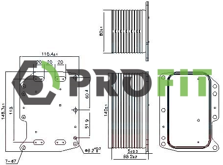 Oil Cooler, engine oil (1745-0073)