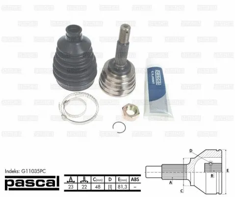Joint Kit, drive shaft (G11035PC)