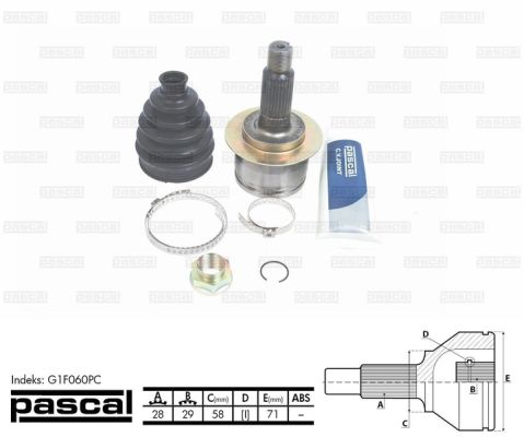 Joint Kit, drive shaft (G1F060PC)
