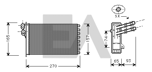 Heat Exchanger, interior heating (45C77008)