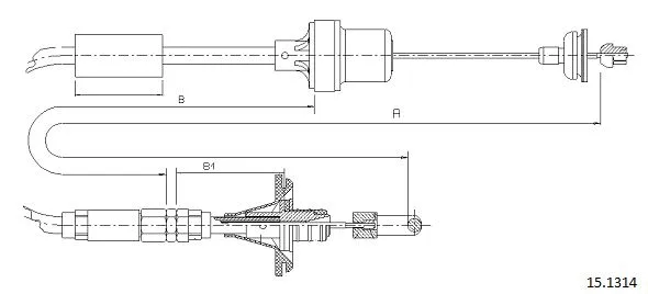 Cable Pull, clutch control (15.1314)