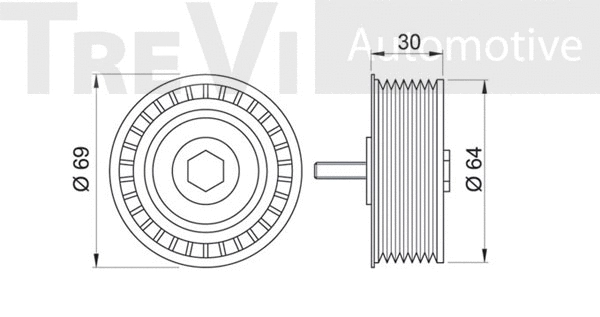 Deflection/Guide Pulley, V-ribbed belt