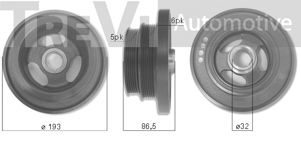 Belt Pulley, crankshaft (PC1165)
