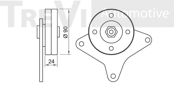 Deflection/Guide Pulley, V-ribbed belt