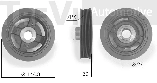 Belt Pulley, crankshaft (PC1096)