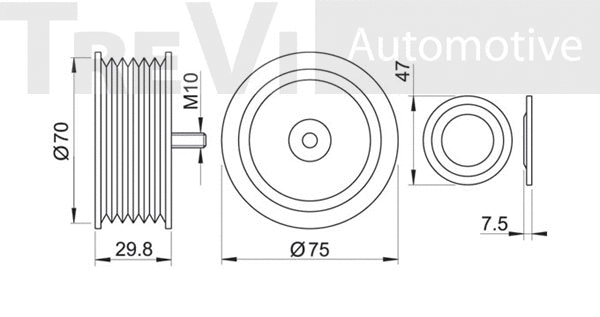 Deflection/Guide Pulley, V-ribbed belt