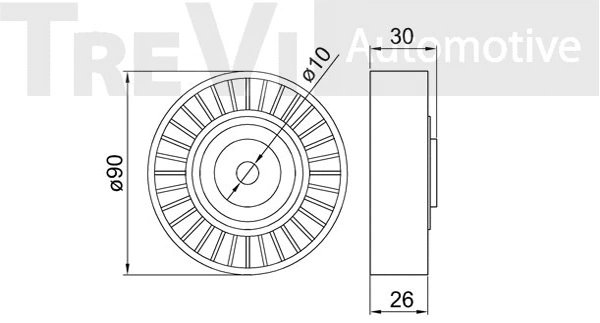 Deflection/Guide Pulley, V-ribbed belt