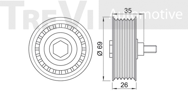 Deflection/Guide Pulley, V-ribbed belt
