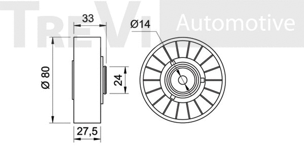 Deflection/Guide Pulley, V-ribbed belt
