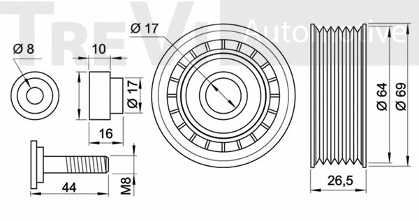 Tensioner Pulley, V-ribbed belt