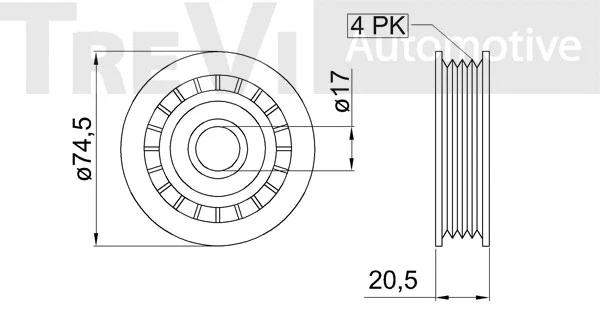 Deflection/Guide Pulley, V-ribbed belt
