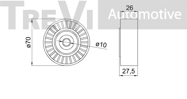 Deflection/Guide Pulley, V-ribbed belt