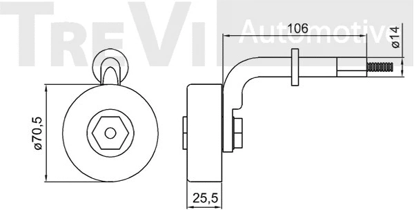 Tensioner Pulley, V-ribbed belt