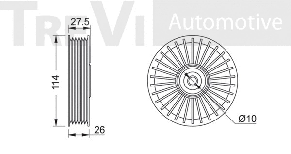Deflection/Guide Pulley, V-ribbed belt