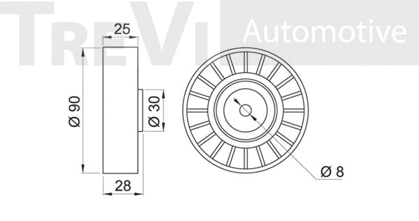 Deflection/Guide Pulley, V-ribbed belt