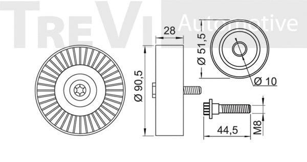 Deflection/Guide Pulley, V-ribbed belt