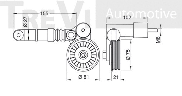 Belt Tensioner, V-ribbed belt