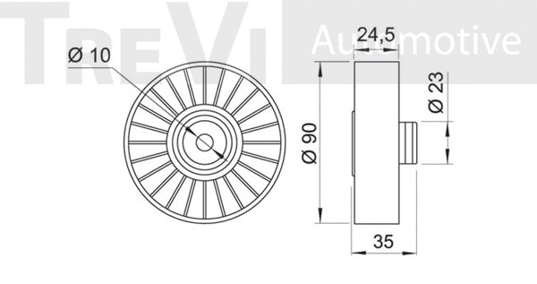 Deflection/Guide Pulley, V-ribbed belt