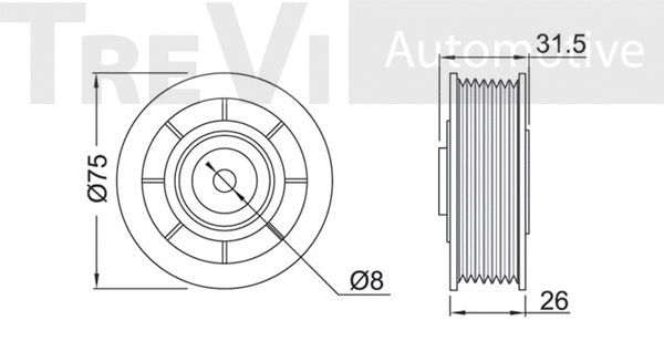 Deflection/Guide Pulley, V-ribbed belt