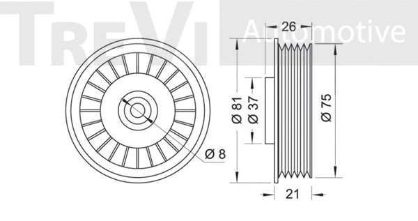 Deflection/Guide Pulley, V-ribbed belt