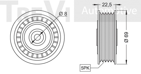Deflection/Guide Pulley, V-ribbed belt