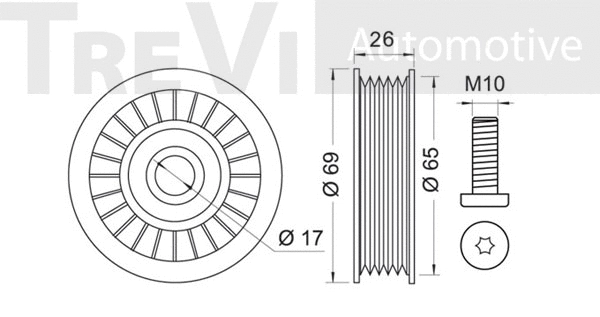Deflection/Guide Pulley, V-ribbed belt