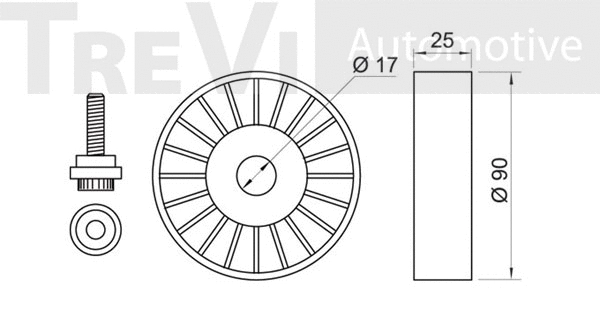 Deflection/Guide Pulley, V-ribbed belt