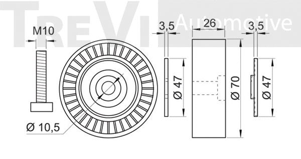 Deflection/Guide Pulley, V-ribbed belt