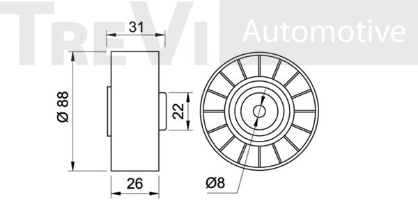 Deflection/Guide Pulley, V-ribbed belt