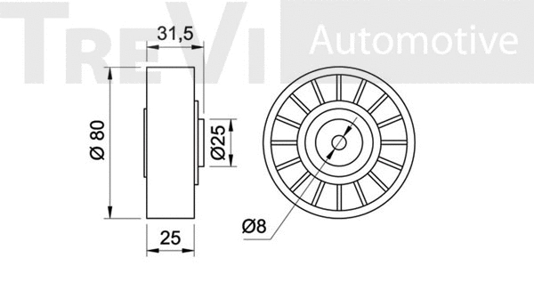 Deflection/Guide Pulley, V-ribbed belt