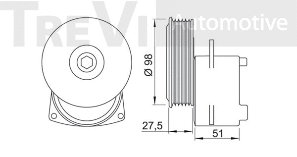 Tensioner Pulley, V-ribbed belt