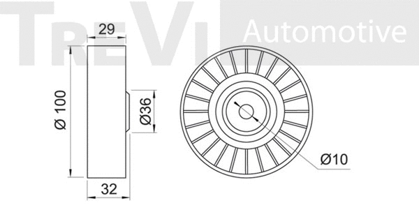 Deflection/Guide Pulley, V-ribbed belt