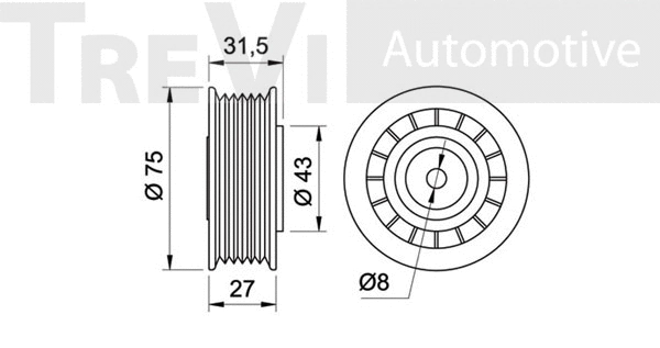 Deflection/Guide Pulley, V-ribbed belt