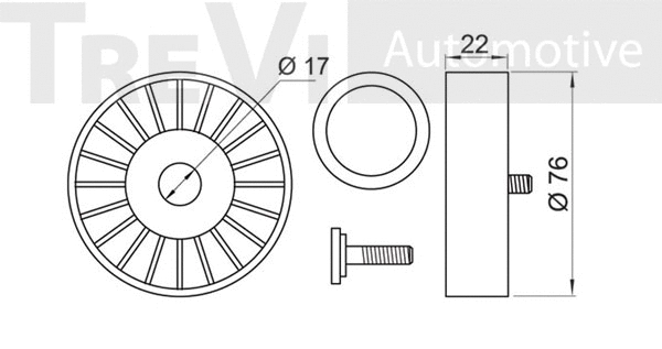 Deflection/Guide Pulley, V-ribbed belt