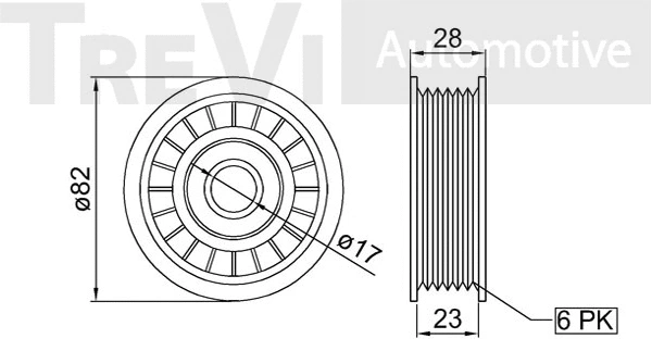 Deflection/Guide Pulley, V-ribbed belt