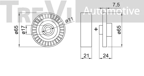 Deflection/Guide Pulley, V-ribbed belt