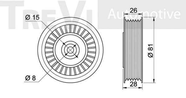 Deflection/Guide Pulley, V-ribbed belt