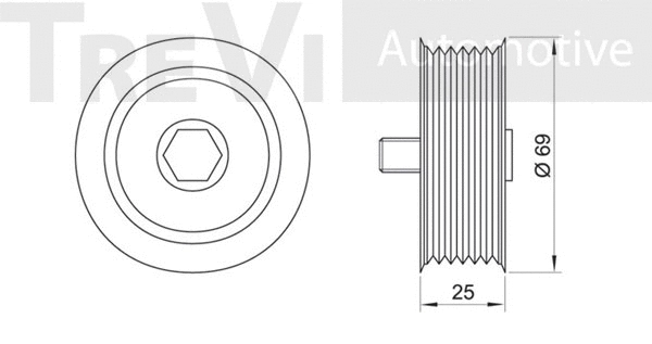 Deflection/Guide Pulley, V-ribbed belt