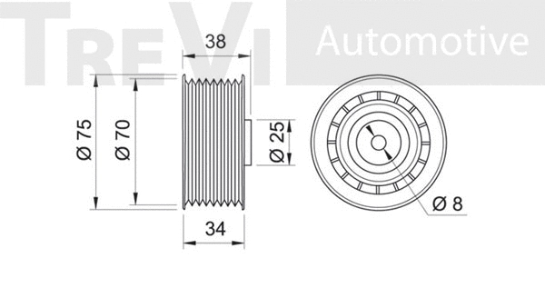 Deflection/Guide Pulley, V-ribbed belt