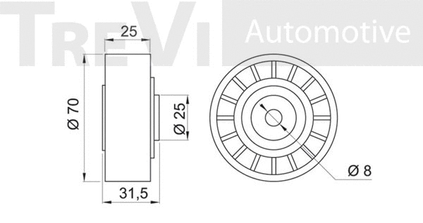 Tensioner Pulley, V-ribbed belt