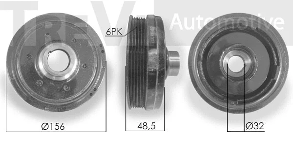 Belt Pulley, crankshaft (PC1164)